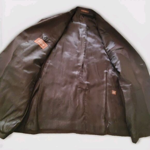Tasso Elba Men's XXL Dark Brown Suede Blazer Jacket Sport Coat Paisley Lined - Picture 3 of 16